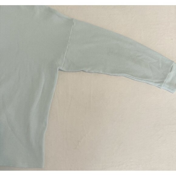 Medium Eileen Fisher Boxy Thermal Hoodie Long Sleeve Top Clearwater Blue - Picture 8 of 11